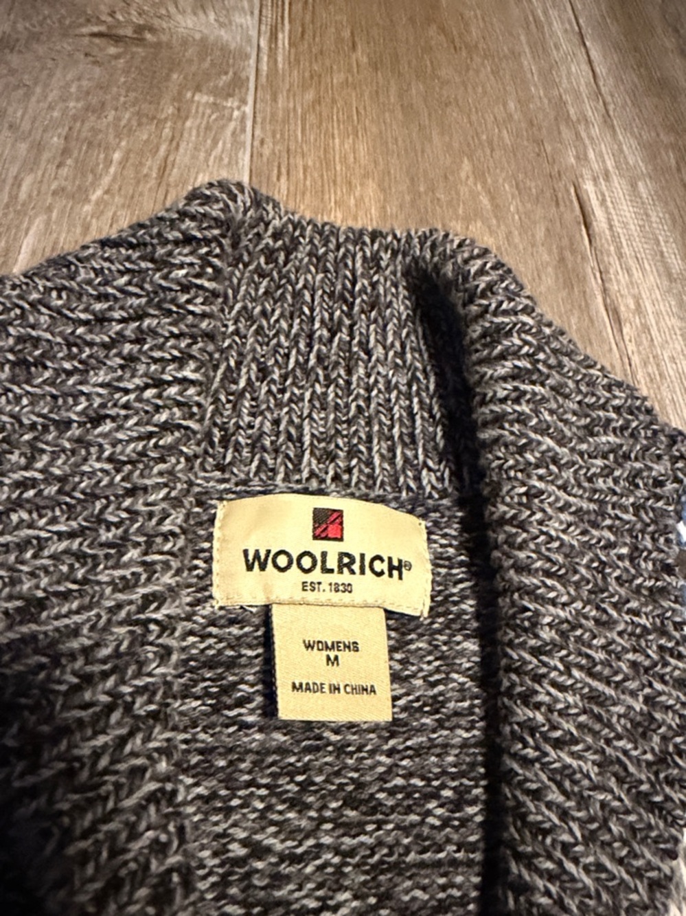 Woolrich Gray Shawl Collar Cardigan with Multicolor Fair Isle Yoke - Picture 2 of 7